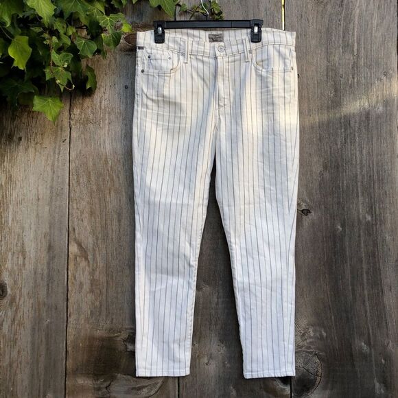 Citizens of Humanity Rocket White Pinstripe Skinny Jeans Size 32 Prep School - Picture 1 of 7